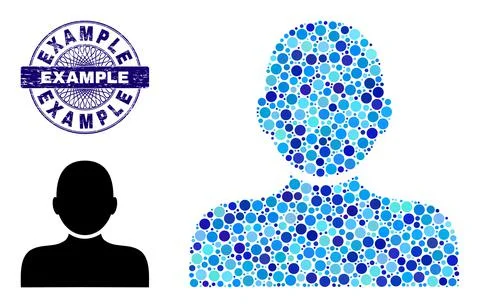 Scratched EXAMPLE Round Guilloche Stamp and Man Person Composition Icon of Round Stock Illustration