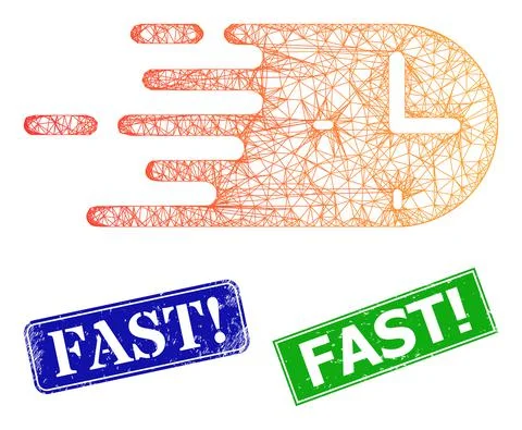 Scratched Fast warn Imprints and Triangle Mesh Rush Time Icon Illustrazione stock
