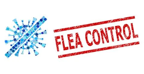 Scratched Flea Control Stamp Seal and Remove Covid Virus Mosaic of Rounded Dots Stock Illustration