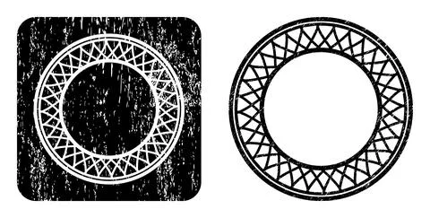 Scratched Guilloche Donut Pattern Stencil Imprint Stock Illustration