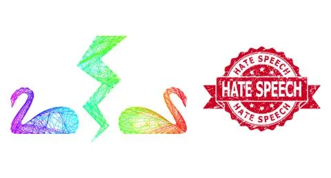 Scratched Hate Speech Stamp Seal and Bright Hatched Divorce Swans Ilustração Stock