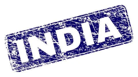 Scratched INDIA Framed Rounded Rectangle Stamp 스톡 일러스트