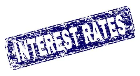Scratched INTEREST RATES Framed Rounded Rectangle Stamp イラスト素材