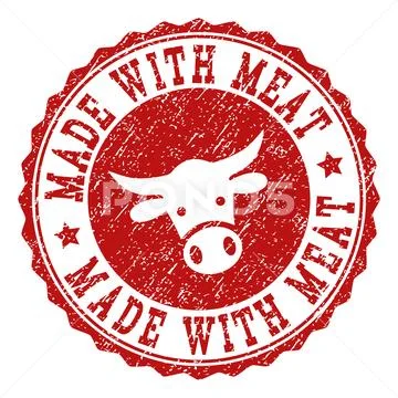 Scratched MADE WITH MEAT Stamp Seal Clip Art 97801563