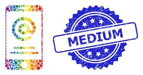 Scratched Medium Stamp and Bright Geometric Smartphone Address Info Mosaic Stock Illustration