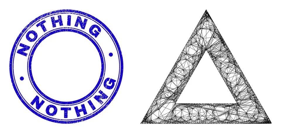 Scratched Nothing Stamp and Linear Irregular Mesh Empty Triangle Icon イラスト素材