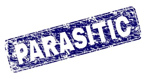 Scratched PARASITIC Framed Rounded Rectangle Stamp Ilustração Stock