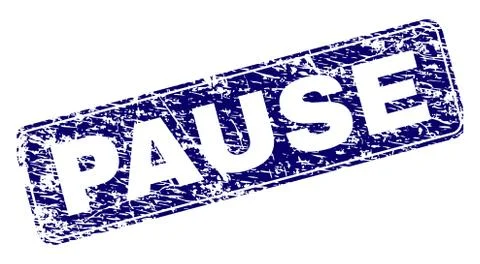Scratched PAUSE Framed Rounded Rectangle Stamp 스톡 일러스트