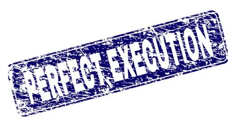 Scratched PERFECT EXECUTION Framed Rounded Rectangle Stamp 스톡 일러스트