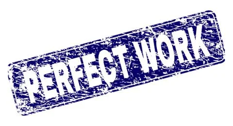 Scratched PERFECT WORK Framed Rounded Rectangle Stamp 스톡 일러스트