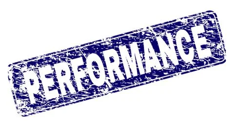 Scratched PERFORMANCE Framed Rounded Rectangle Stamp Stock Illustration