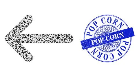 Scratched Pop Corn Stamp Seal and Triangle Arrow Left Mosaic Stock Illustration