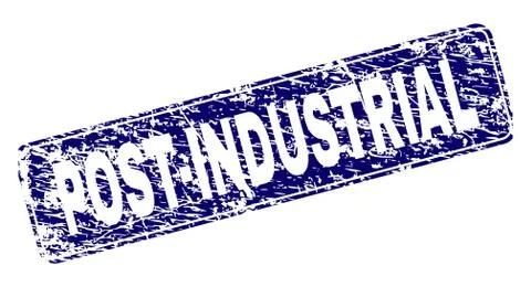 Scratched POST-INDUSTRIAL Framed Rounded Rectangle Stamp Stock Illustration