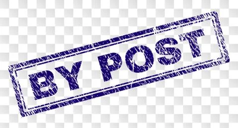 Scratched BY POST Rectangle Stamp Stock Illustration