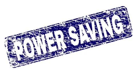 Scratched POWER SAVING Framed Rounded Rectangle Stamp 스톡 일러스트