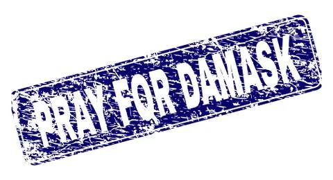 Scratched PRAY FOR DAMASK Framed Rounded Rectangle Stamp 스톡 일러스트