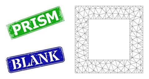 Scratched Prism Stamps and Triangular Mesh Empty Square Icon Stock Illustration