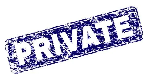 Scratched PRIVATE Framed Rounded Rectangle Stamp Stock Illustration