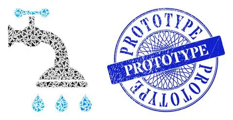 Scratched Prototype Stamp Seal and Triangle Shower Tap Mosaic Stock Illustration