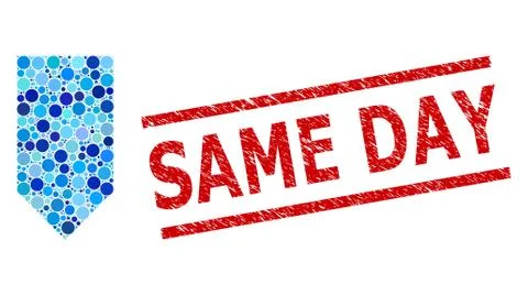 Scratched Same Day Seal and Direction Down Mosaic of Circles Stock Illustration