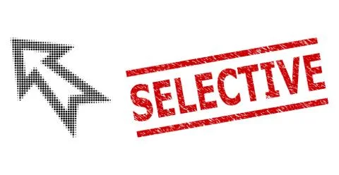 Scratched Selective Stamp and Halftone Dotted Arrow Left Up Illustrazione stock