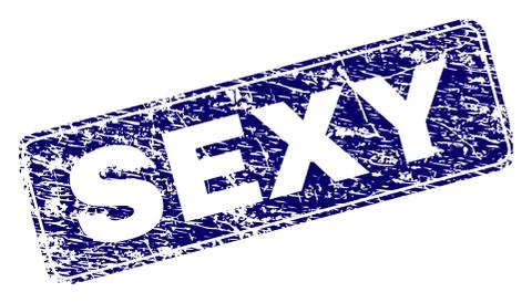 Scratched SEXY Framed Rounded Rectangle Stamp 스톡 일러스트