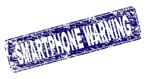 Scratched SMARTPHONE WARNING Framed Rounded Rectangle Stamp 스톡 일러스트