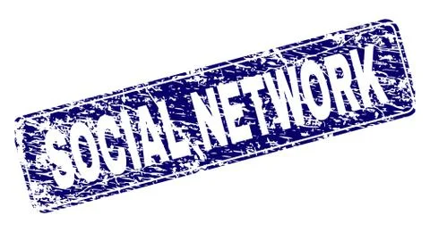 Scratched SOCIAL NETWORK Framed Rounded Rectangle Stamp 스톡 일러스트