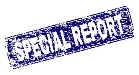 Scratched SPECIAL REPORT Framed Rounded Rectangle Stamp Stock Illustration