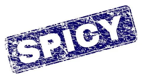 Scratched SPICY Framed Rounded Rectangle Stamp 스톡 일러스트