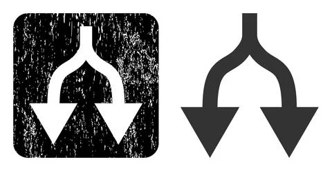 Scratched Split Arrows Down Stencil Seal イラスト素材