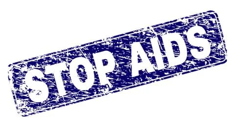 Scratched STOP AIDS Framed Rounded Rectangle Stamp 스톡 일러스트