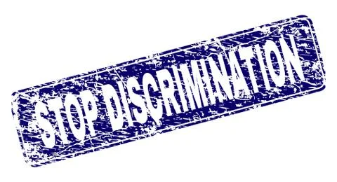Scratched STOP DISCRIMINATION Framed Rounded Rectangle Stamp 스톡 일러스트