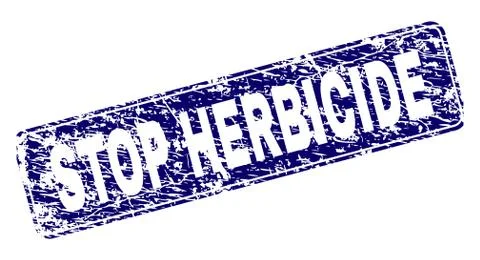 Scratched STOP HERBICIDE Framed Rounded Rectangle Stamp Stock Illustration