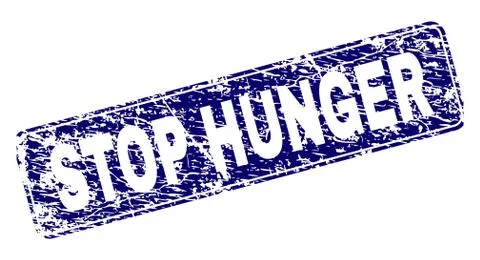 Scratched STOP HUNGER Framed Rounded Rectangle Stamp 스톡 일러스트