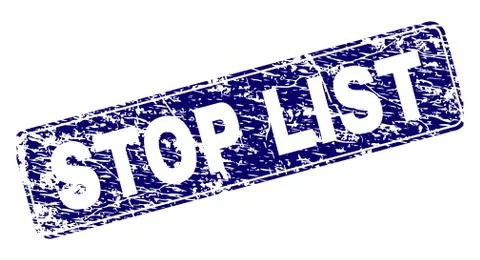 Scratched STOP LIST Framed Rounded Rectangle Stamp 스톡 일러스트