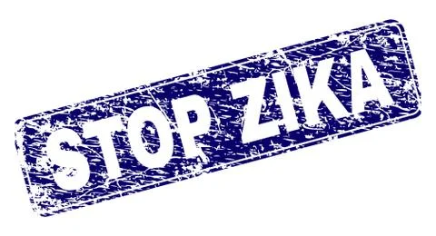 Scratched STOP ZIKA Framed Rounded Rectangle Stamp Stock Illustration