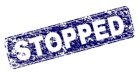 Scratched STOPPED Framed Rounded Rectangle Stamp 스톡 일러스트