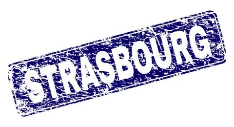 Scratched STRASBOURG Framed Rounded Rectangle Stamp 스톡 일러스트