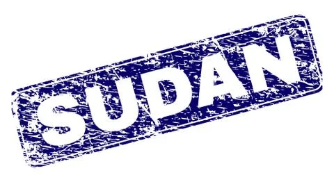 Scratched SUDAN Framed Rounded Rectangle Stamp Stock Illustration