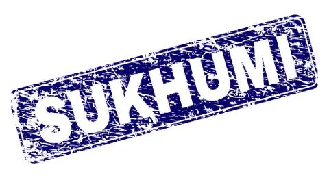 Scratched SUKHUMI Framed Rounded Rectangle Stamp 스톡 일러스트