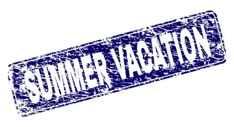 Scratched SUMMER VACATION Framed Rounded Rectangle Stamp 스톡 일러스트