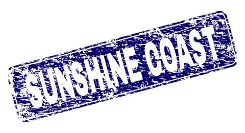 Scratched SUNSHINE COAST Framed Rounded Rectangle Stamp イラスト素材