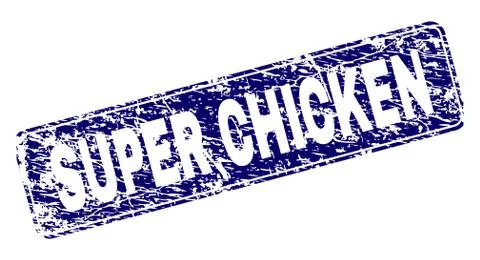 Scratched SUPER CHICKEN Framed Rounded Rectangle Stamp イラスト素材