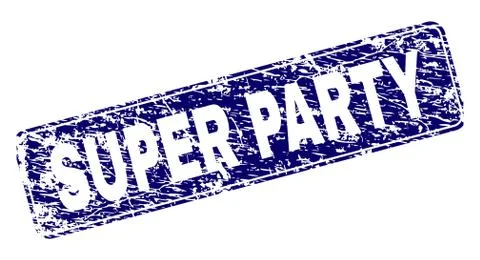 Scratched SUPER PARTY Framed Rounded Rectangle Stamp 스톡 일러스트