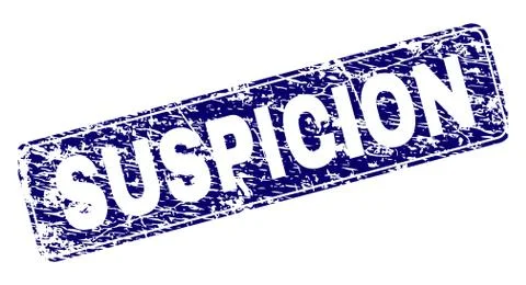 Scratched SUSPICION Framed Rounded Rectangle Stamp 스톡 일러스트
