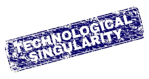 Scratched TECHNOLOGICAL SINGULARITY Framed Rounded Rectangle Stamp Illustrazione stock