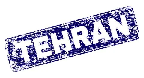 Scratched TEHRAN Framed Rounded Rectangle Stamp Stock Illustration