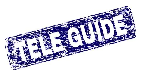 Scratched TELE GUIDE Framed Rounded Rectangle Stamp Stock Illustration