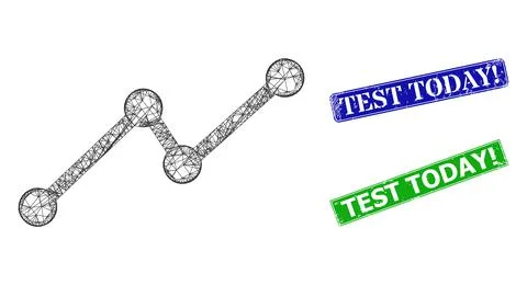 Scratched Test Today warn Stamp Seals and Polygonal Mesh Chart Icon Stock Illustration